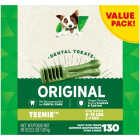 Original Flavor Teenie Size Dental Chew Treats for Dogs; 36 oz. Pack (130 Treats)